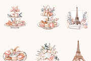 Watercolor French Paris Clipart, an Object Illustration by BusyDaydesign (Thumbnail 5 of 9)