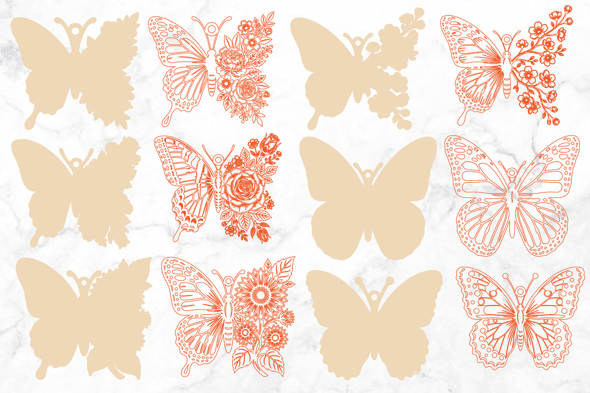 Butterfly Laser Cut SVG Bundle, an Object Graphic by Rose Art (Photo 3 of 3)
