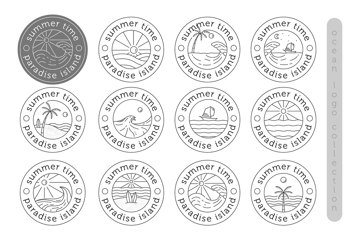 nautical logo emblem line art bundle, a Branding & Logo Template by Pyruos ID