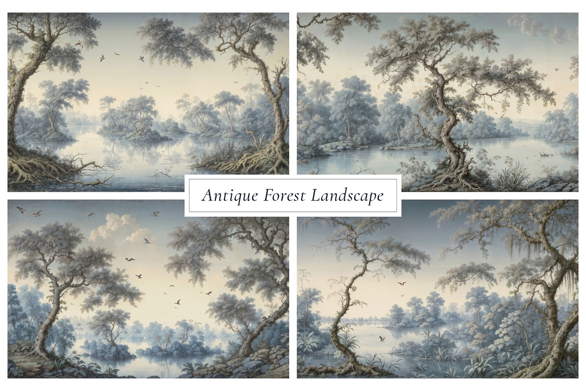 Antique Forest Landscape, a Wallpaper Graphic by by creative paper (Photo 2 of 6)