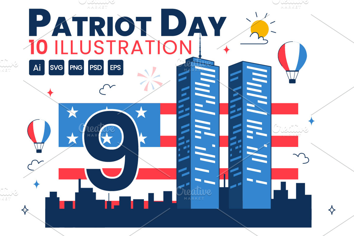 10 USA Patriot Day Illustration, a Person Illustration by denayunebgt (Photo 1 of 4)