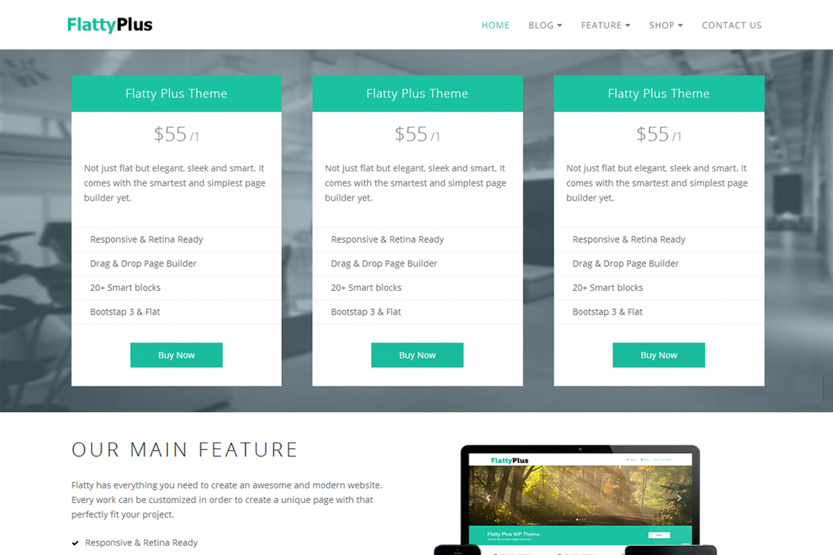 FlattyPlus MultiPurpose WP Theme, a WordPress Template by TuchukThemes (Photo 3 of 5)