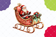 Christmas Santa Claus Sleigh Clipart, an Illustration by designcity5 (Thumbnail 5 of 5)
