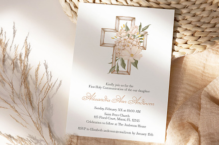 Baptism Communion Invitats Template, a Card Template by PawGraphic