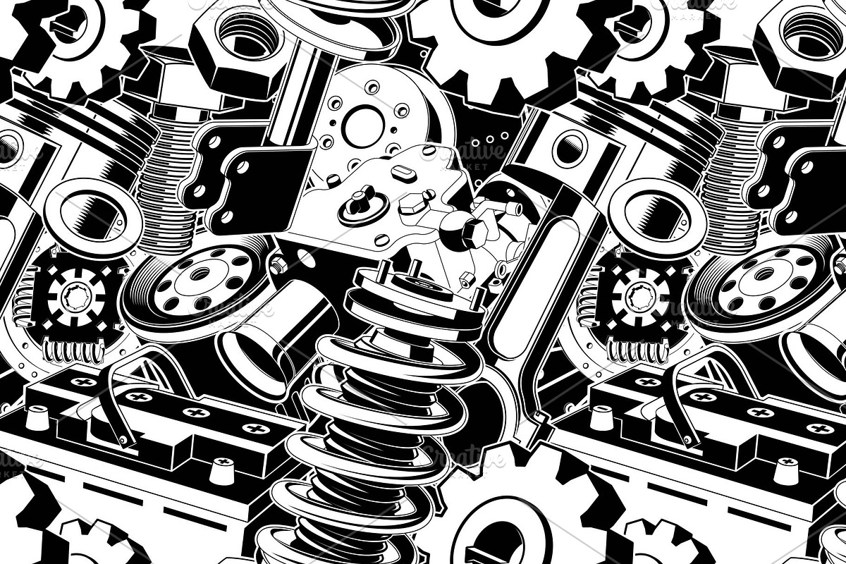 Automotive Parts Pattern Set, a Pattern Graphic by sivVector (Photo 2 of 4)
