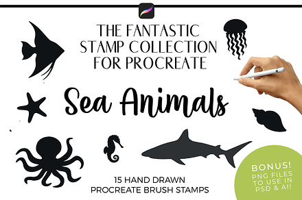 Sea Animals Procreate Stamp Brushes