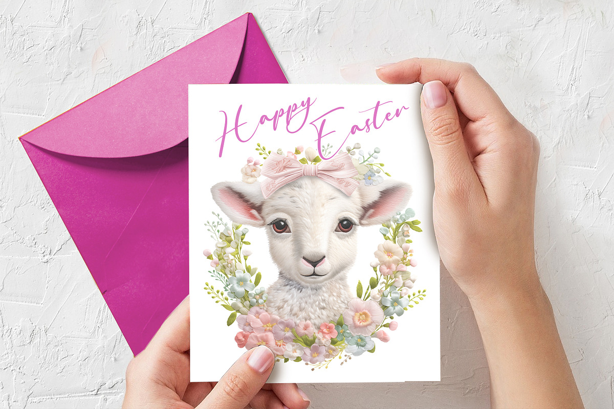 Embroidery Easter Sheep & Flower PNG, an Object Graphic by V Design Creator (Photo 5 of 8)