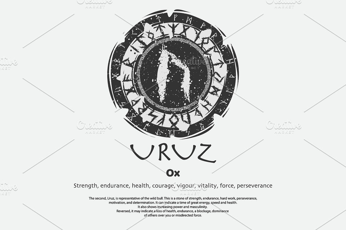 Viking Uruz rune dark circle shield, an Object Graphic by LongQuattroArt