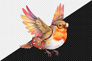 Watercolor Cute Whimsical Birds Png, an Illustration by Creative Art (Thumbnail 5 of 9)