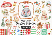 Vintage Christmas Atelier Clipart, an Animal Illustration by PaintPixelCo (Thumbnail 1 of 16)