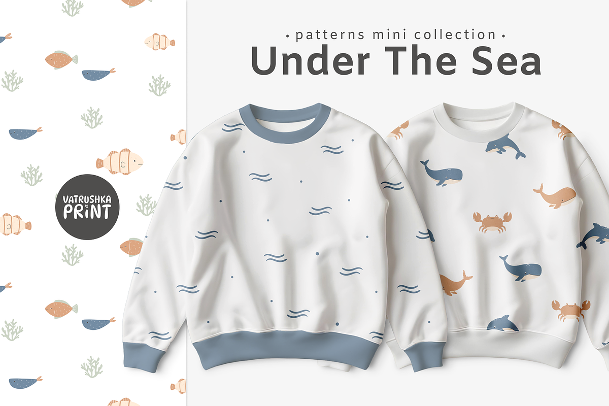 Kids patterns for fabric sea style, a Pattern Graphic by vatrushkaprint_store (Photo 1 of 5)
