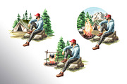 Let's Hiking! Watercolor set, a Person Illustration by Daria Ustiugova (Thumbnail 9 of 13)