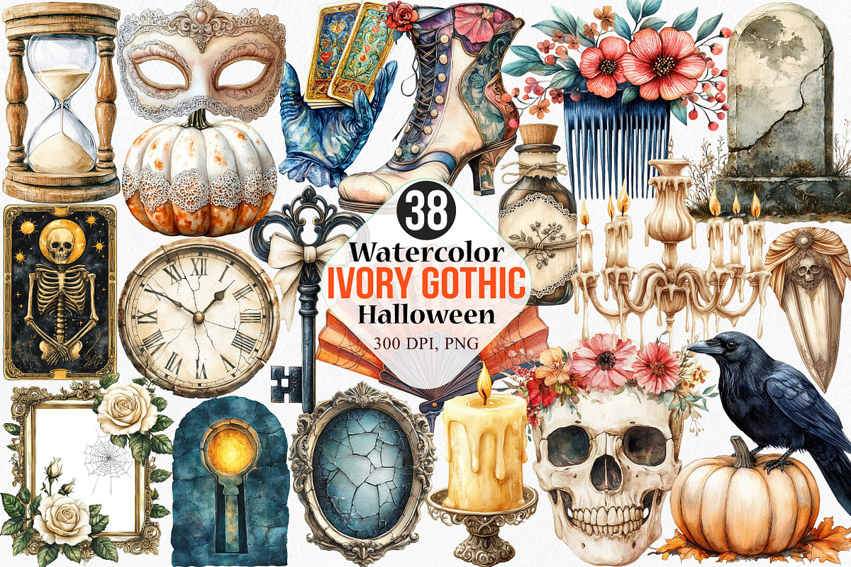 Ivory Gothic Halloween Clipart, an Illustration by Canvas Craft (Photo 1 of 8)
