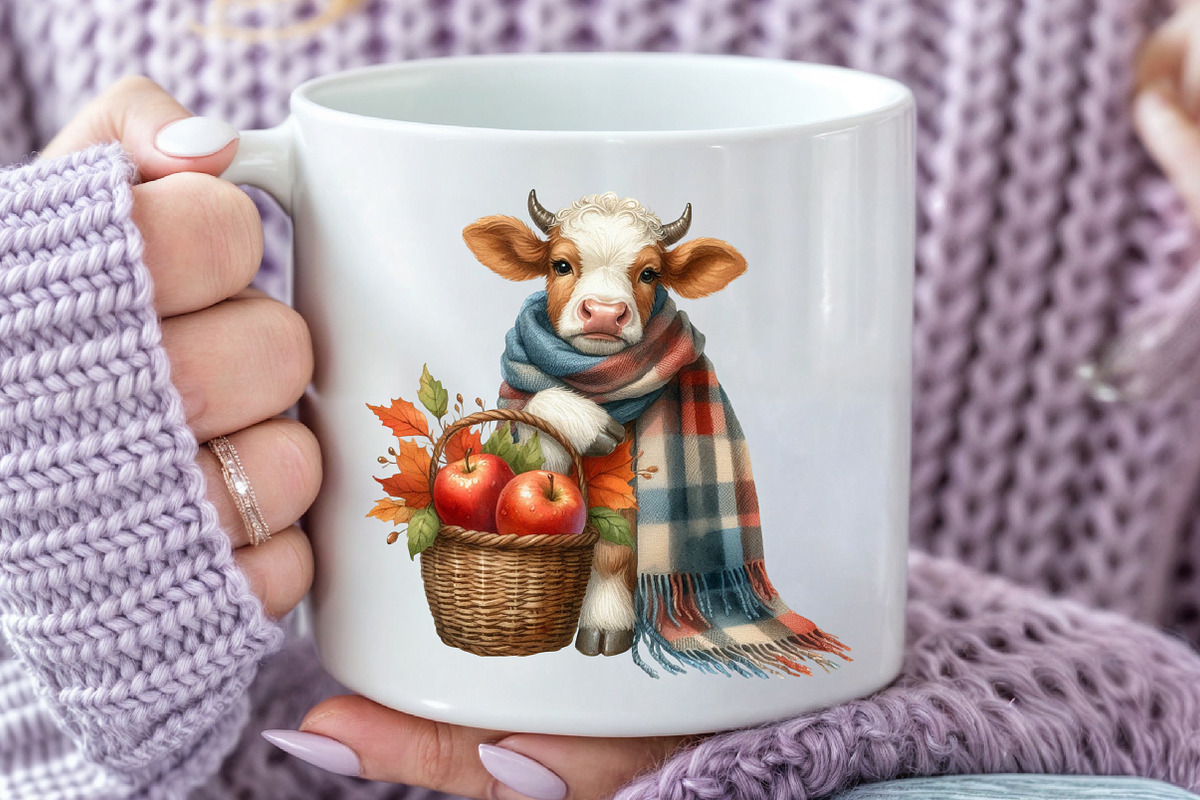 Watercolor Autumn Cow Clipart, an Illustration by Rose Art (Photo 4 of 7)
