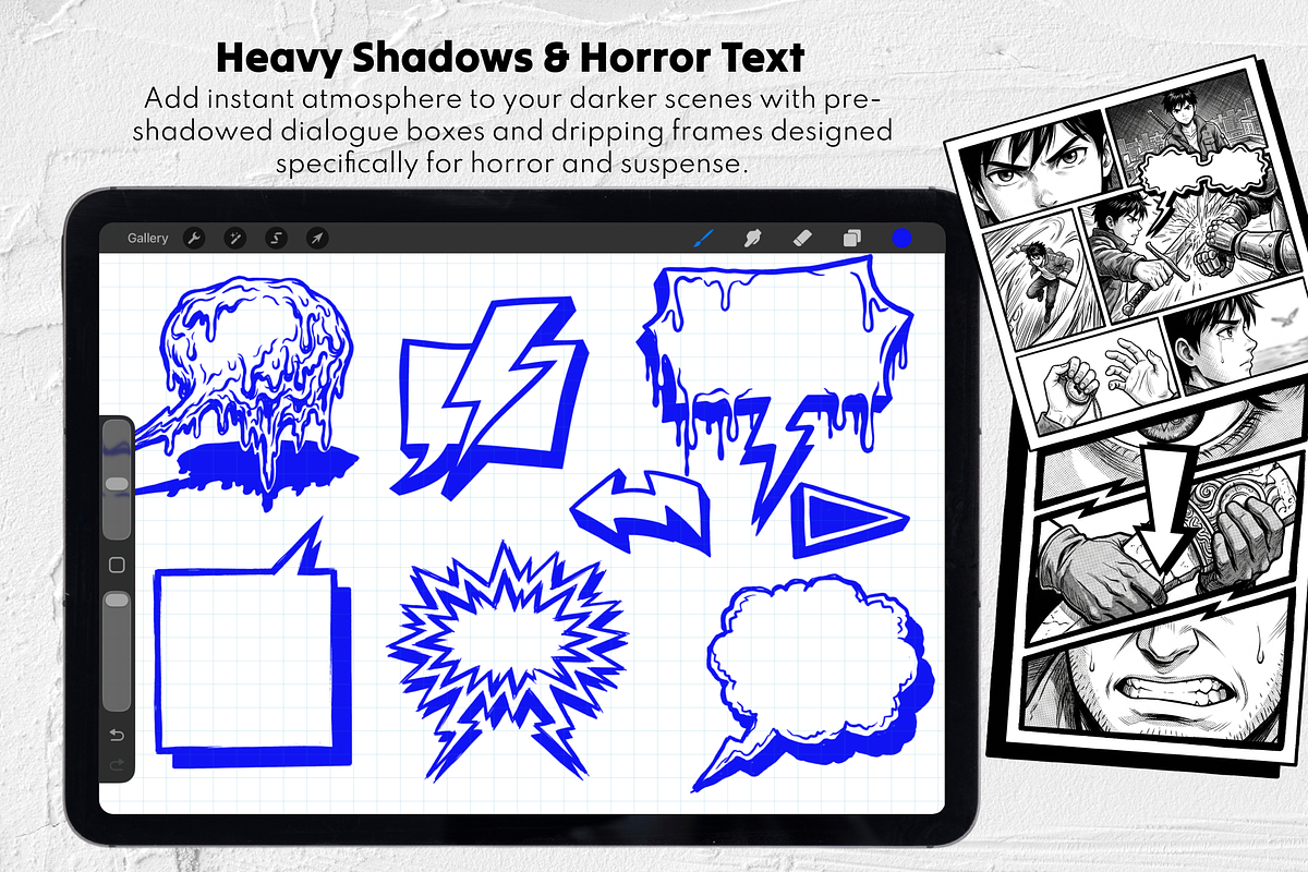 Comic Text Bases Procreate Stamps, a Brush Add-On by Selentaori Studio (Photo 7 of 10)