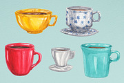 Watercolor Coffee Cups, a Food Illustration by R.Ewers Designs (Thumbnail 2 of 3)