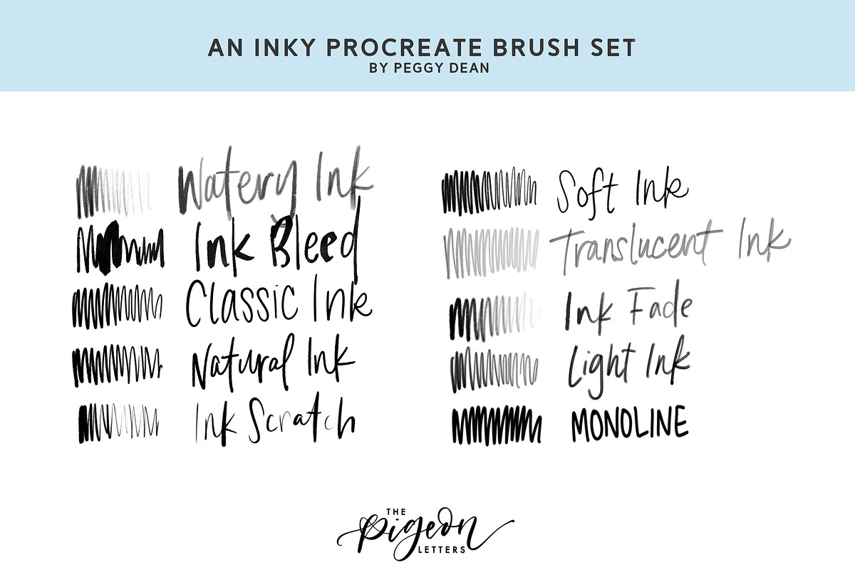10 Drawing Ink Procreate Brushes, a Brush Add-On by The Pigeon Letters (Photo 3 of 13)