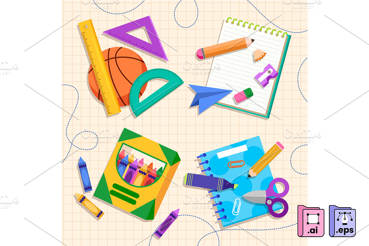 Set of Back-to-School Elements, an Education Illustration by MISS CHATZ (Photo 2 of 3)