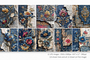 Indigo Tapestry Florals, a Decorative Illustration by rileyBgraphics (Thumbnail 2 of 6)