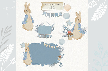 Peter Rabbit Baby Boy clipart, an Animal Illustration by AlenaVlasko stock Market