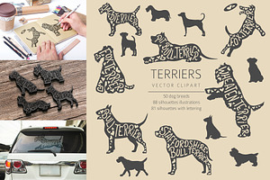 Terrier dogs Silhouettes, an Animal Illustration by pet design shop