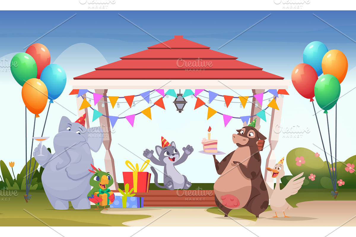Birthday party. outdoor birthday, an Illustration by Onyx