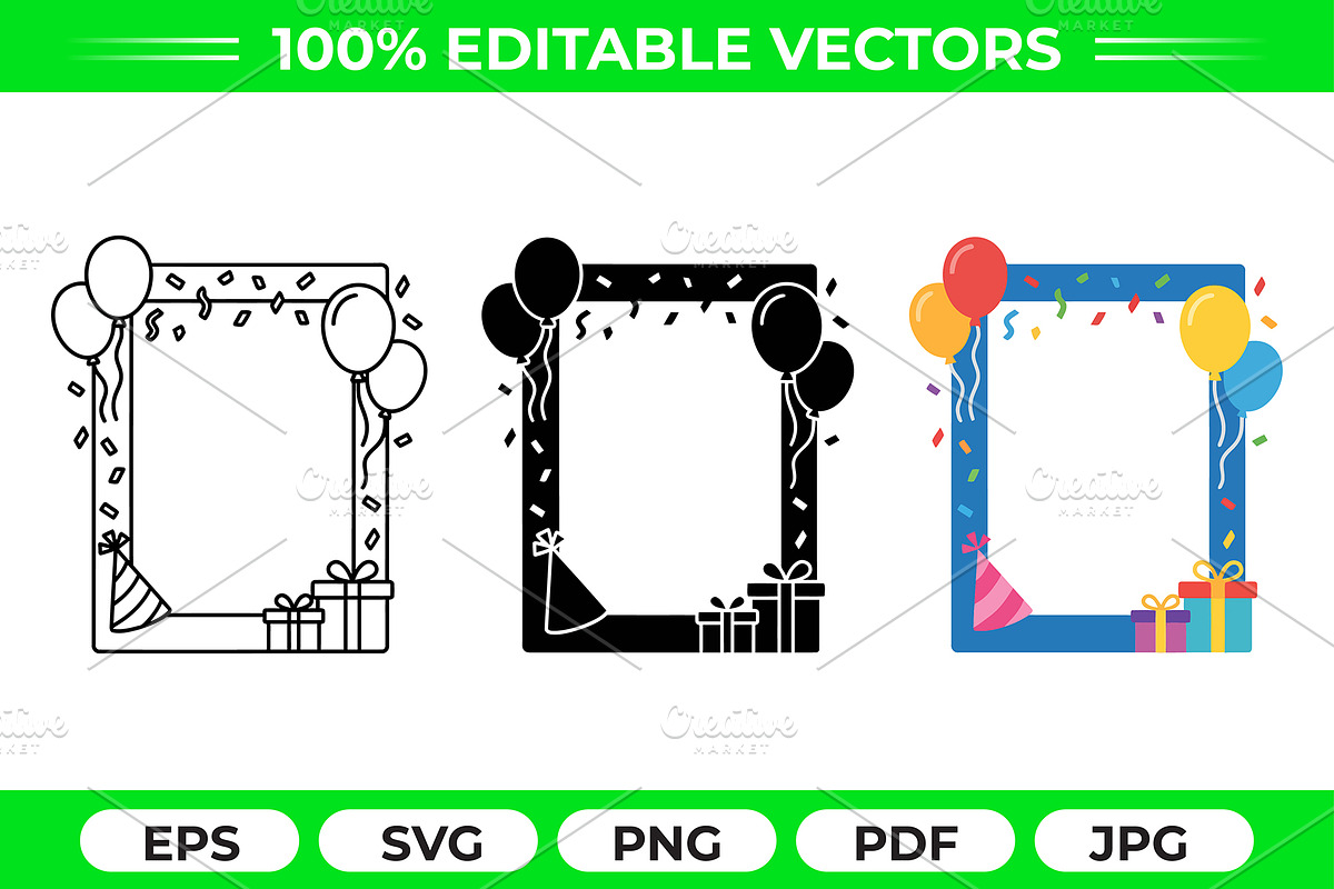 Party Frame Vector Trio Pack, an Object Graphic by Artonix (Photo 1 of 3)