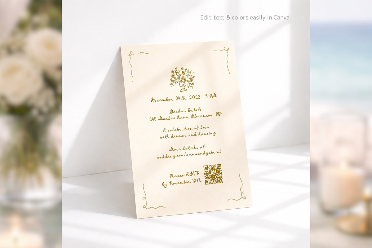 HandDrawn QR Invite Canva bd001, an Invitation Template by TyphoonStudio (Photo 5 of 10)