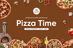 Pizza Time – Watercolor Food