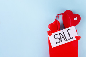 Valentine day sale and shopping background, a Photo by Rimma