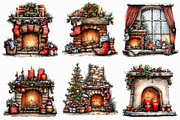 Christmas Fireplace Clipart, an Illustration by Libby Wishes (Thumbnail 2 of 9)