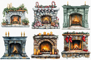 Christmas Fireplace Clipart, an Illustration by Canvas Craft (Thumbnail 3 of 8)
