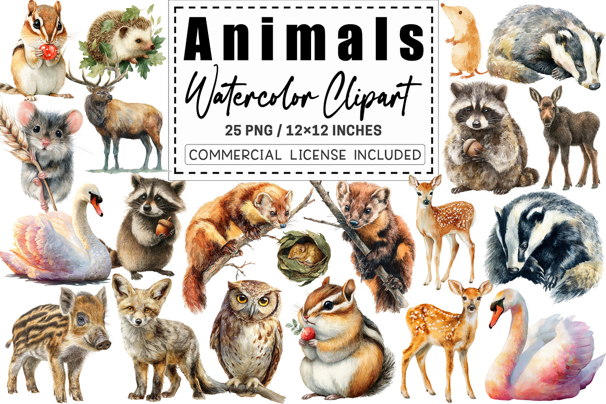 Forest Animals Watercolor Clipart, a Graphic by CitraGraphics (Photo 1 of 4)
