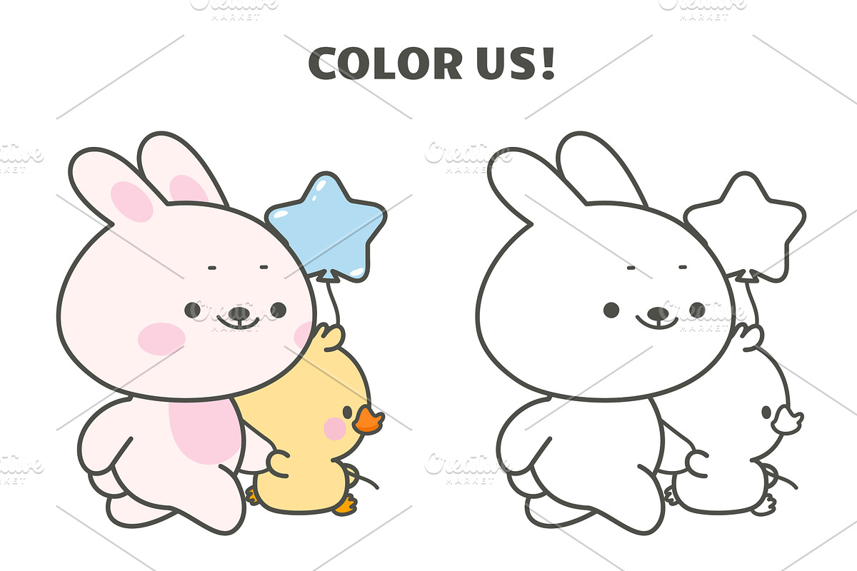 Coloring template for children with, an Animal Illustration by Valerie Bodnar