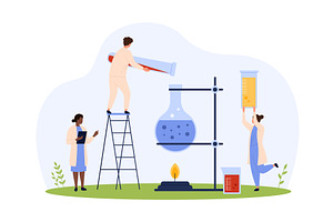 Chemical laboratory experiment in, an Illustration by Flashvector