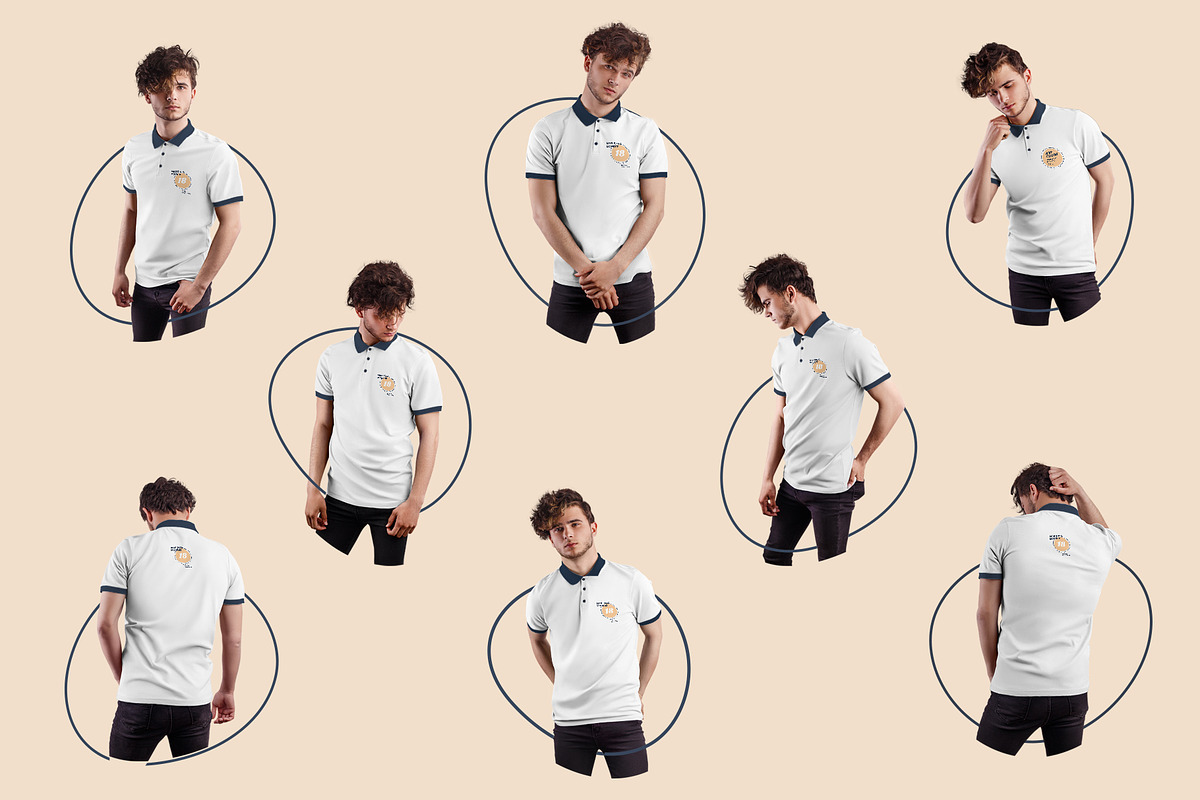 8 Men's Polo Mockups, a Shirt Mockup by Grow Design Craft Studio (Photo 2 of 7)