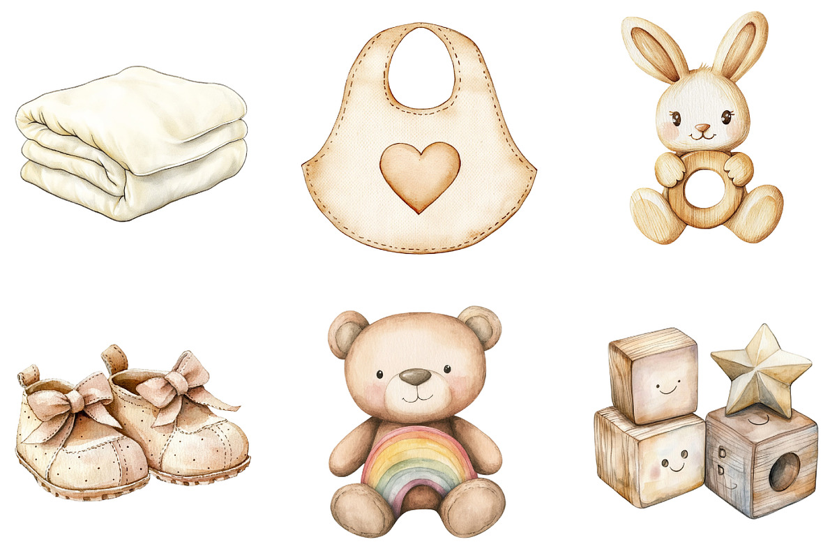 Neutral Baby Watercolor Clipart, an Illustration by DreamArtGraphic (Photo 3 of 5)