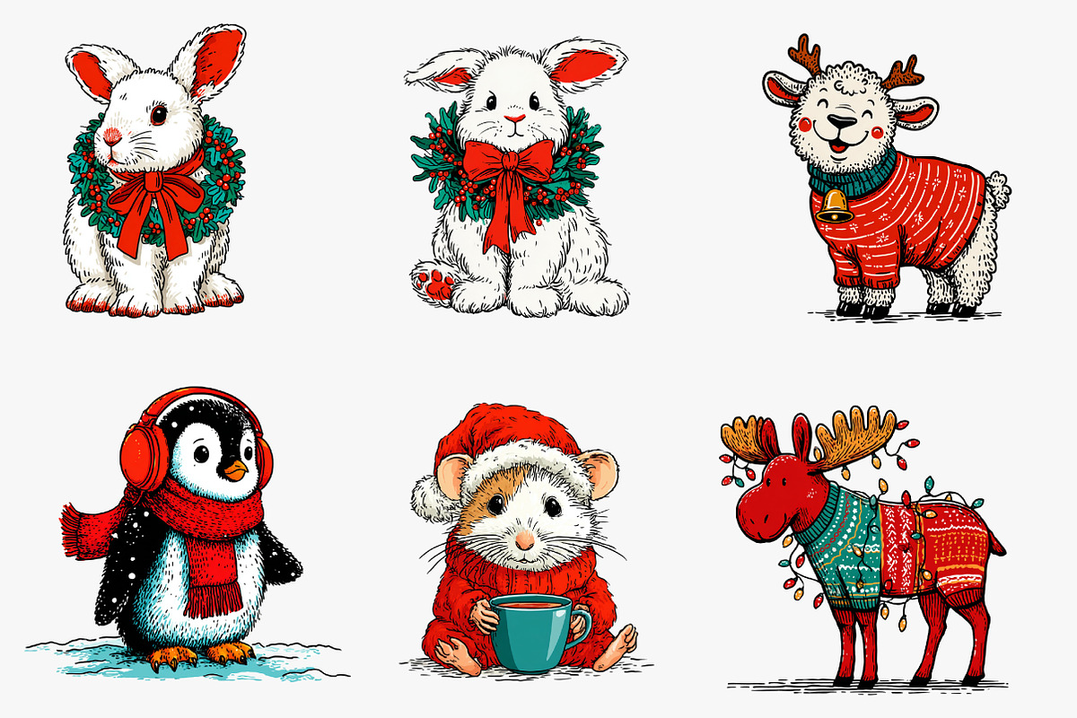 Christmas Animals Sublimation, an Illustration by CreationArt (Photo 5 of 5)