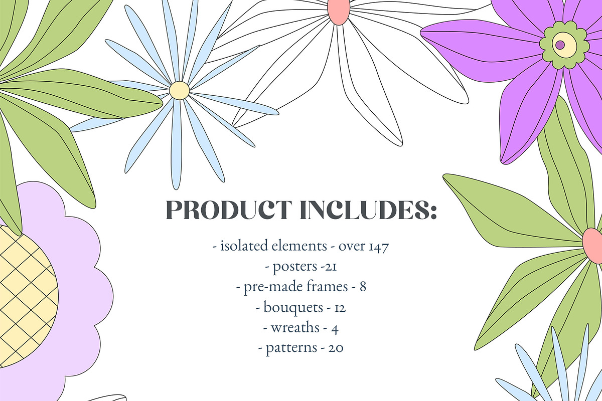 Retro flowers. Groovy summer clipart, an Object Graphic by Sofico (Photo 2 of 23)