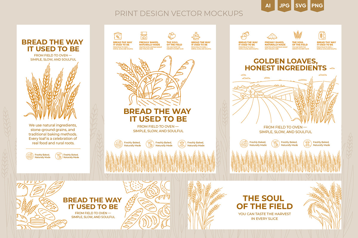Bakery & Wheat Fields, a Food Illustration by Ilia Design (Photo 3 of 12)