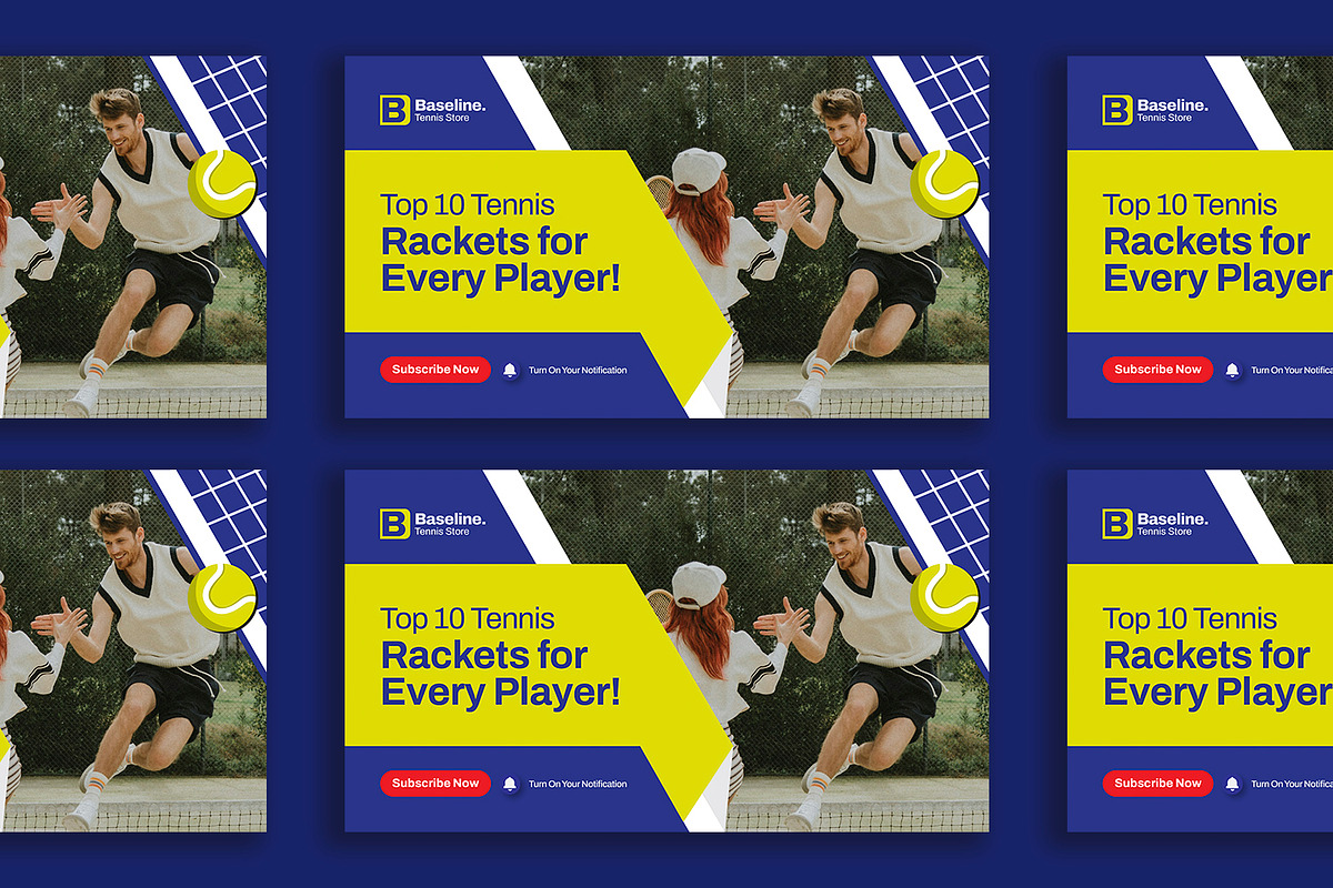 Baseline Tennis - YouTube Thumbnail, a Social Media Template by Esensifiksi.studio (Photo 2 of 3)