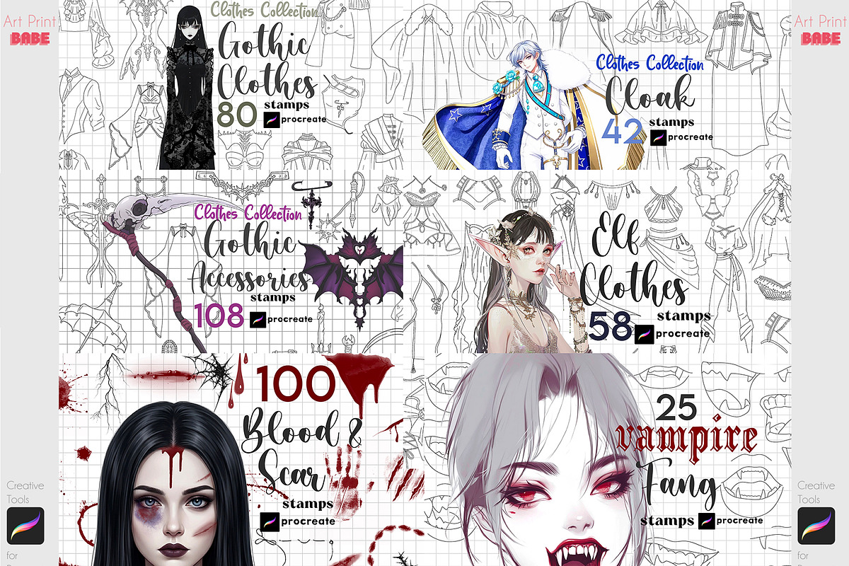 Procreate Gothic Anime Feature Brush, a Brush Add-On by ArtPrintBabe (Photo 2 of 16)