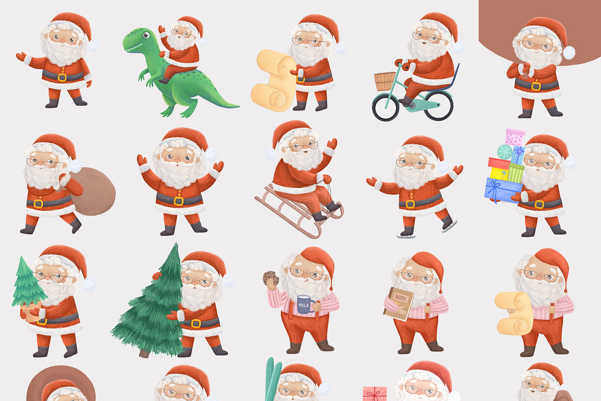 Cute Santa PNG Set, an Illustration by LikaYu (Photo 3 of 5)