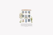 parisian spring houses watercolor, a Decorative Illustration by Patishop Art (Thumbnail 4 of 10)