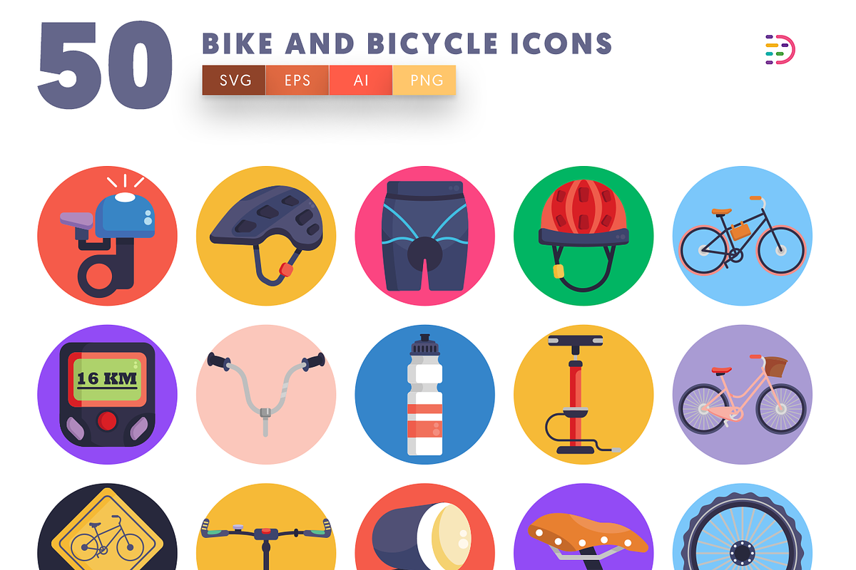 50 Bike and Bicycles Icons, an Outline Icon by Dighital (Photo 3 of 10)