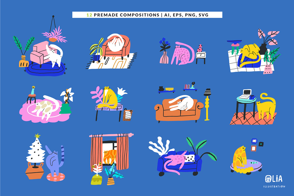 Cats & Spaces | 100% hand drawn, an Animal Illustration by Olia (Photo 8 of 12)