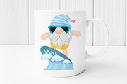 Watercolor Gnomes Surfboard Summer, an Illustration by Noey smiley (Thumbnail 4 of 6)
