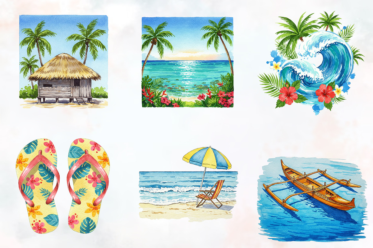 Hawaiian Summer Sublimation Clipart, an Illustration by RobertsArt (Photo 3 of 7)