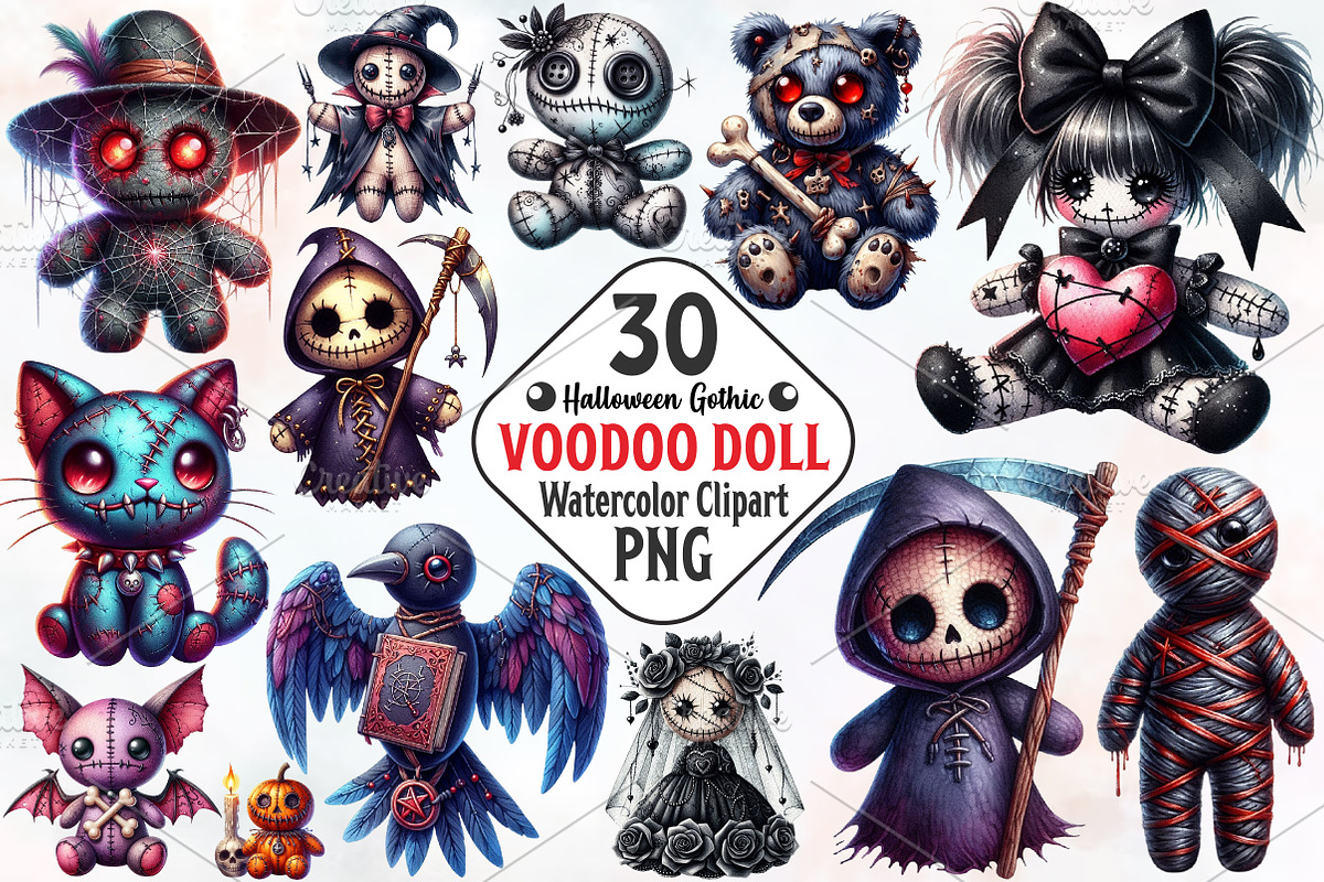 Halloween Gothic Voodoo Doll Clipart, an Illustration by RobertsArt (Photo 1 of 7)