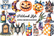 Watercolor Patchwork Style Halloween, an Illustration by Daily.Designs (Thumbnail 1 of 5)